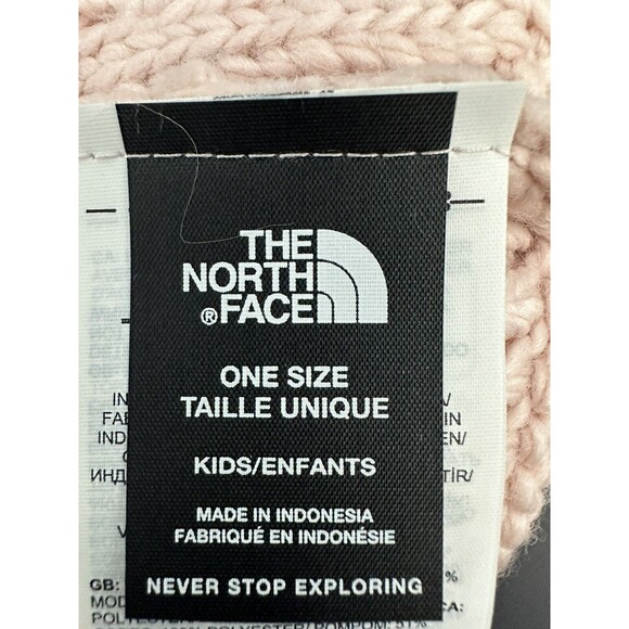 The North Face Girls Youth Kids Oh Mega Faux Fur Pom Beanie Hat PINK MOSS New - Picture 7 of 10